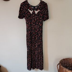 Vintage Marni West Floral Maxi Dress with Embroidered Collar, Western, Prairie